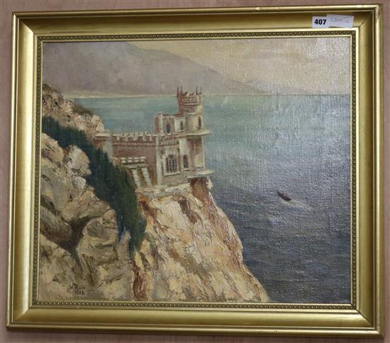 W. Ross, oil on canvas, Mediterreanean scene, signed and dated 1858, 50 x 60cm.